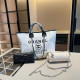 White Casual Vacation Letters Patchwork Chains Contrast Bags