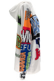Orange Black Casual Letters Patchwork Hooded Tops