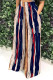 Red Blue Casual Street Striped Print Pocket Contrast Loose High Waist Wide Leg Full Print Bottoms