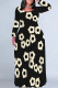 Black Apricot Casual Street Geometric Print Flowers Contrast O Neck Printed Plus Size Dresses