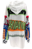 Orange Black Casual Letters Patchwork Hooded Tops