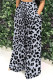 Blue Gray Casual Print Pocket Patchwork Loose High Waist Wide Leg Full Print Bottoms