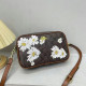 Brown Casual Daily Flowers Letters Patchwork Zipper Contrast Bags