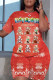 Red Casual Sportswear Daily Print Basic O Neck Short Sleeve Two Pieces