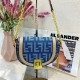 Blue Casual Street Letters Patchwork Metal Accessories Trim Chains Contrast Bags