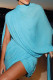 Blue Daily Solid Color Patchwork Irregular O Neck Long Sleeve Two Pieces