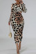 Leopard Print Casual Print Basic O Neck Long Sleeve Dresses