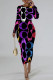 Black Casual Street Letter Print Gradient Contrast O Neck Printed Dresses