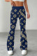 Tibetan Blue Casual Street Letter Print Gradient Contrast Regular High Waist Speaker Full Print Bottoms