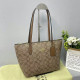 Light Brown Casual Street Letters Patchwork Zipper Contrast Bags