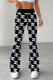 Black Casual Street Letter Print Contrast Regular High Waist Speaker Full Print Bottoms