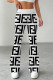 Black And White Casual Daily Letter Print Contrast Regular High Waist Speaker Full Print Bottoms