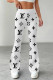 White Casual Street Letter Print Gradient Contrast Regular High Waist Speaker Full Print Bottoms