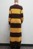 Yellow Daily Colorblock Hollow Out Patchwork Cardigan Collar Outerwear