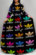 Multi-color Casual Street Letter Print Gradient Lace Up Contrast O Neck Printed Dresses