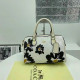 White Casual Street Solid Color Flowers Letters Patchwork Zipper Contrast Bags