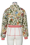 Apricot Casual Letters Embroidered Turndown Collar Outerwear