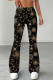 Black Gold Casual Print Patchwork Boot Cut Mid Waist Full Print Bottoms