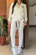White Casual Letters Patchwork Zipper Contrast Mandarin Collar Long Sleeve Two Pieces