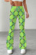 Green Casual Daily Letter Print Contrast Regular High Waist Speaker Full Print Bottoms