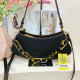 Black Casual Daily Solid Color Patchwork Chains Zipper Bags