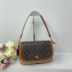 Brown Casual Street Letters Patchwork Zipper Contrast Bags