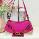 Rose Red Casual Daily Solid Color Patchwork Chains Zipper Bags