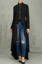 Black Casual Print Patchwork Zipper Zipper Collar Irregular Dresses