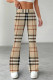 Khaki Casual Street Plaid Print Contrast Regular High Waist Speaker Full Print Bottoms