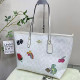 White Casual Vacation Cartoon Print Letters Patchwork Zipper Bags