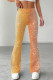 Yellow Orange Casual Print Patchwork Boot Cut Mid Waist Full Print Bottoms