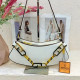 White Casual Daily Solid Color Patchwork Chains Zipper Bags