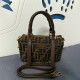 Brown Casual Street Letters Patchwork Zipper Contrast Bags