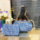 Blue Casual Daily Letters Draw String Patchwork Contrast Bags
