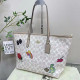 White Apricot Casual Vacation Cartoon Print Letters Patchwork Zipper Bags