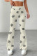 Beige Casual Daily Letter Print Regular High Waist Speaker Full Print Bottoms