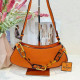Orange Casual Daily Solid Color Patchwork Chains Zipper Bags