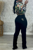 Apricot Casual Letters Embroidered Turndown Collar Outerwear