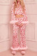 Pink Casual Sweet Geometric Print Feathers Valentines Day Sleepwear