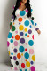 Multicolor Casual Print Patchwork O Neck Long Dresses