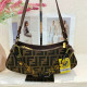 Brown Casual Street Letters Patchwork Zipper Contrast Bags
