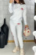 White Casual Daily Print Patchwork O Neck Long Sleeve Two Pieces