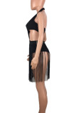 Red Sexy Solid Color Hollow Out Patchwork Swimwears