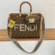 Orange Casual Street Letters Patchwork Zipper Contrast Bags