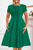 Red Party Formal Solid Color Patchwork O Neck A Line Dresses