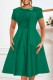 Green Party Formal Solid Color Patchwork O Neck A Line Dresses