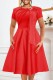 Red Party Formal Solid Color Patchwork O Neck A Line Dresses