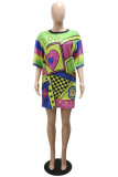 Black And White Casual Sequins Patchwork O Neck Straight Dresses