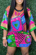 Rose Red Casual Sequins Patchwork O Neck Straight Dresses
