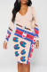 Pink Casual Street Letter Print Contrast V Neck Printed Dresses